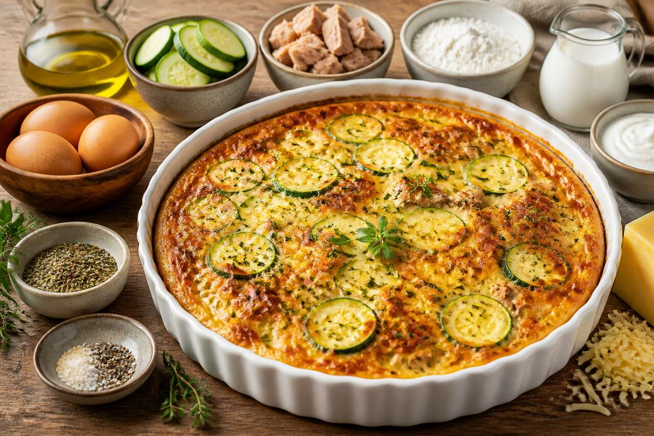 Clafoutis de courgettes et thon aux herbes de Provence : la recette facile et savoureuse