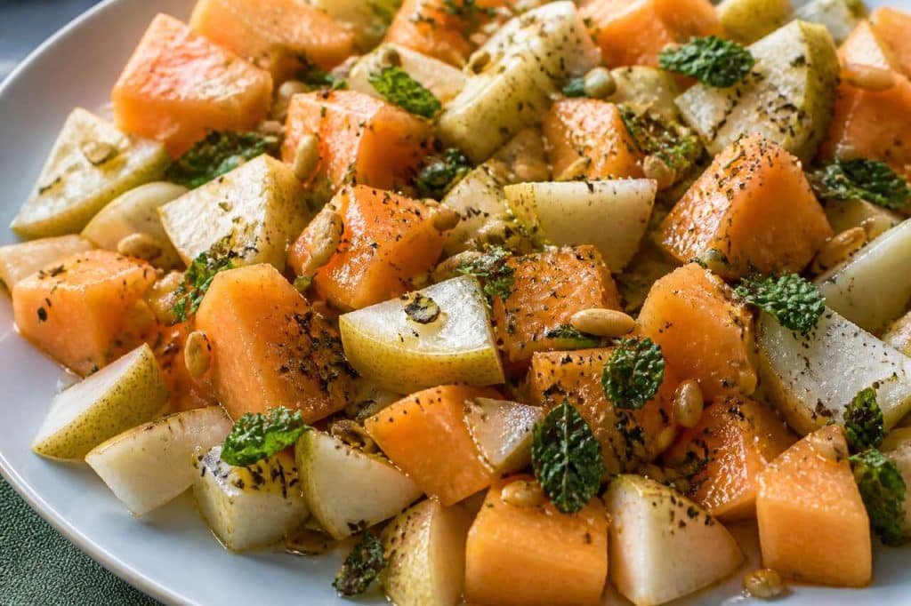 Recette de salade de melon et poires à la menthe