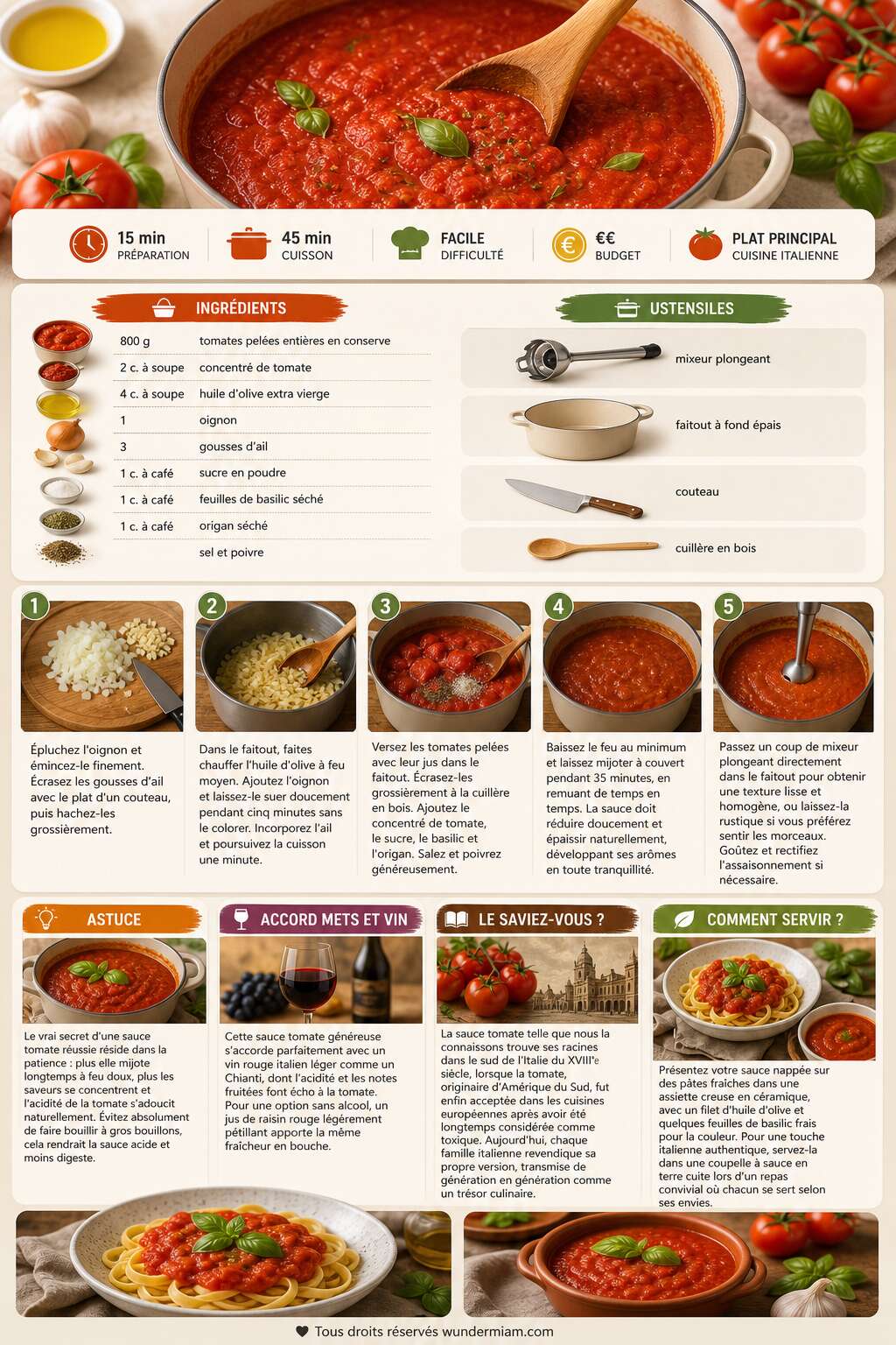 Fiche recette La meilleure recette de sauce tomate maison Fiche recette La meilleure recette de sauce tomate maison