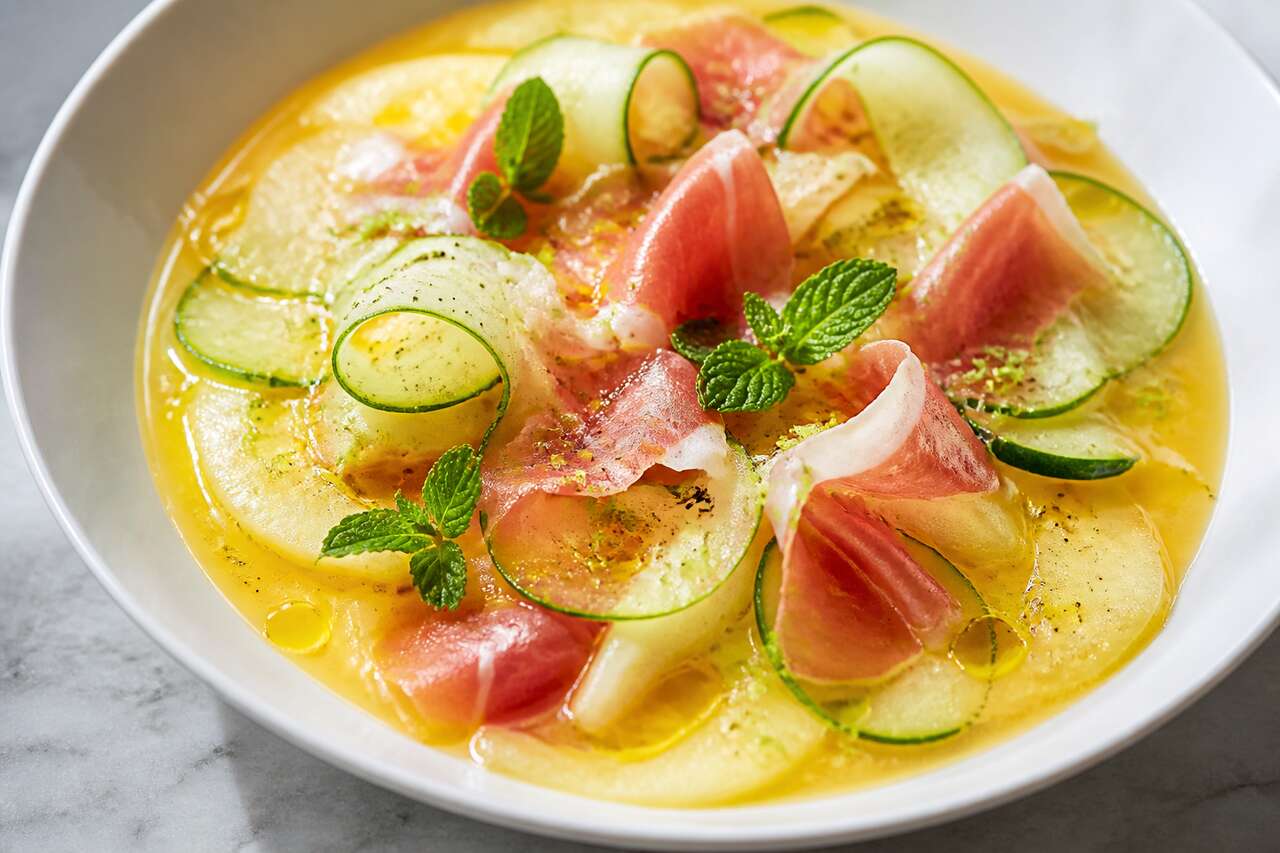 Recette de gaspacho de melon jaune frais et savoureux