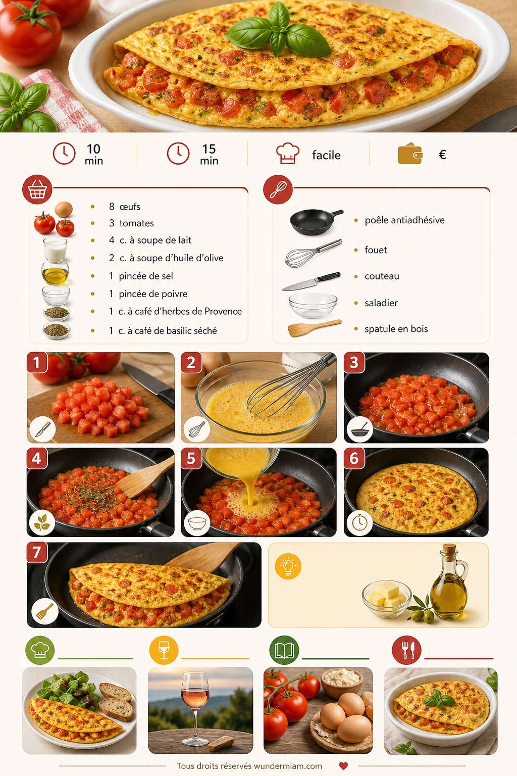 Fiche recette Recette facile d'omelette aux tomates Fiche recette Recette facile d'omelette aux tomates