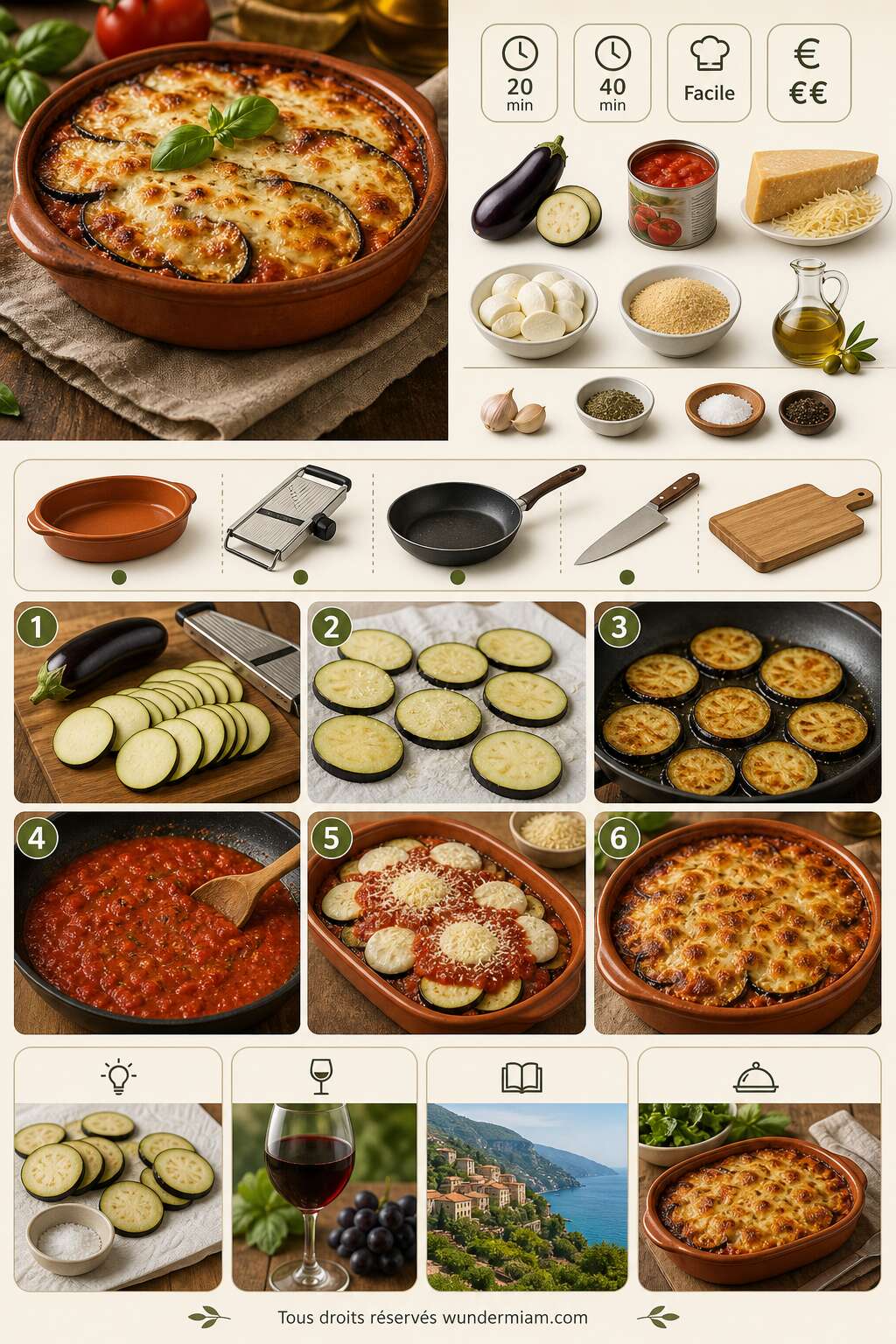 Fiche recette Recette facile de gratin d'aubergines Fiche recette Recette facile de gratin d'aubergines