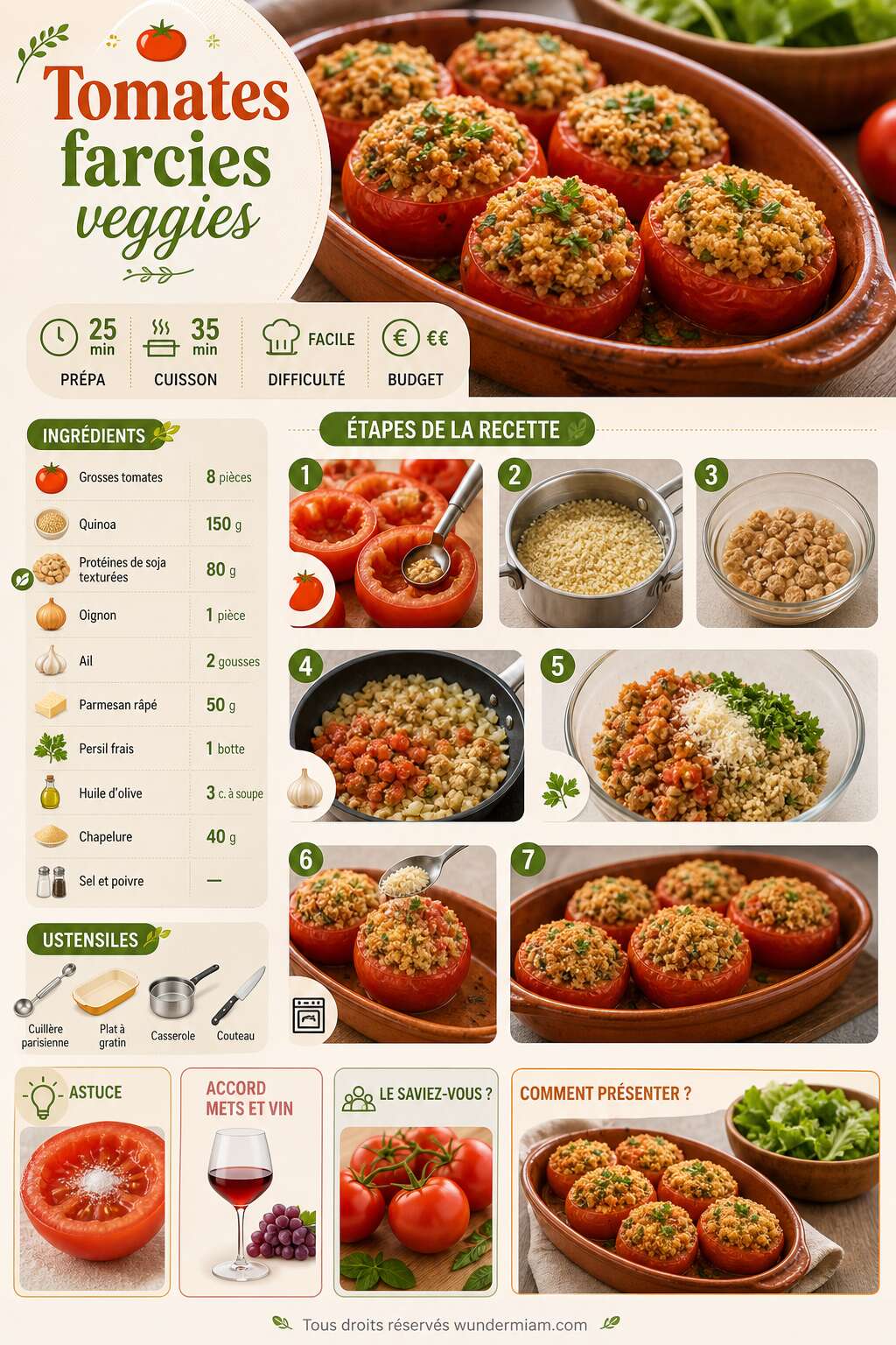 Fiche recette Recette de tomates farcies veggies : simple et savoureuse Fiche recette Recette de tomates farcies veggies : simple et savoureuse