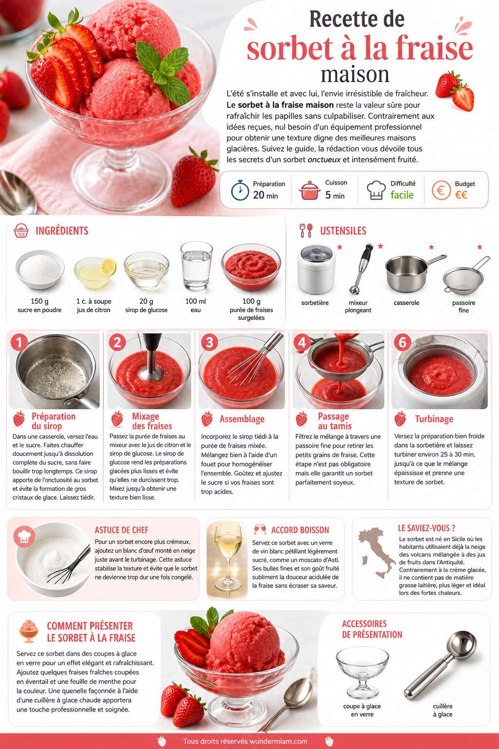 Fiche recette Recette de sorbet à la fraise maison Fiche recette Recette de sorbet à la fraise maison