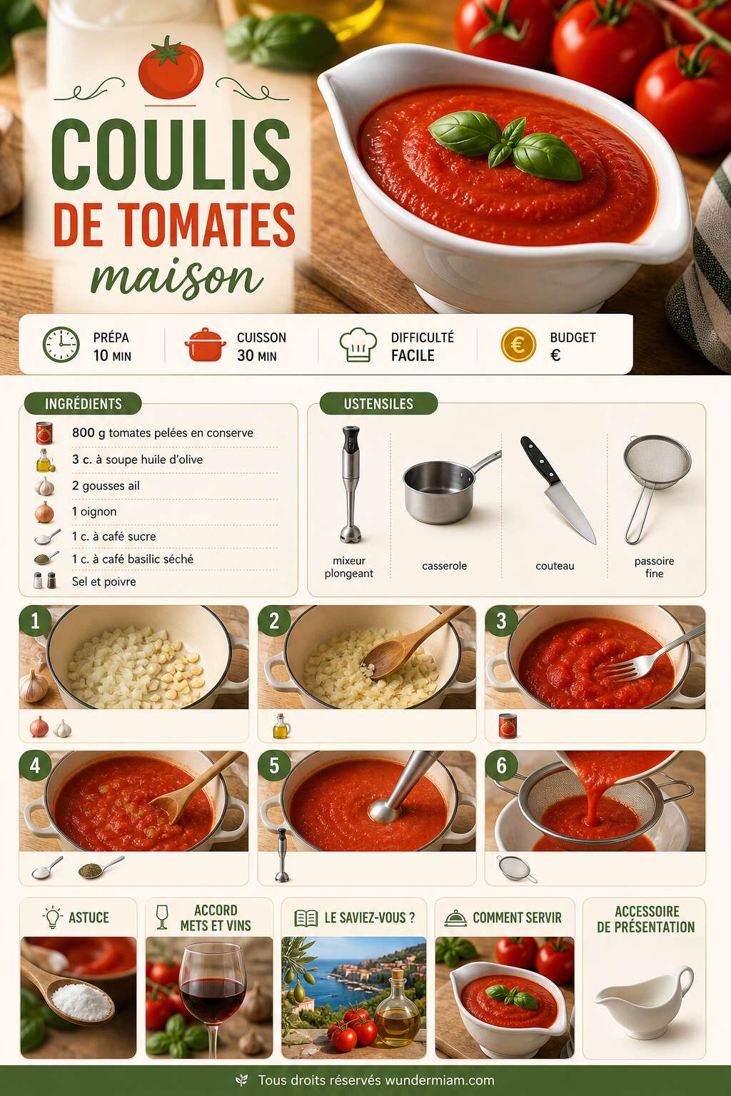 Fiche recette Recette facile de coulis de tomates maison Fiche recette Recette facile de coulis de tomates maison