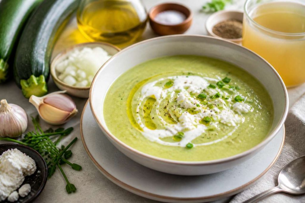 Recette de velouté de courgettes au chèvre frais allégé
