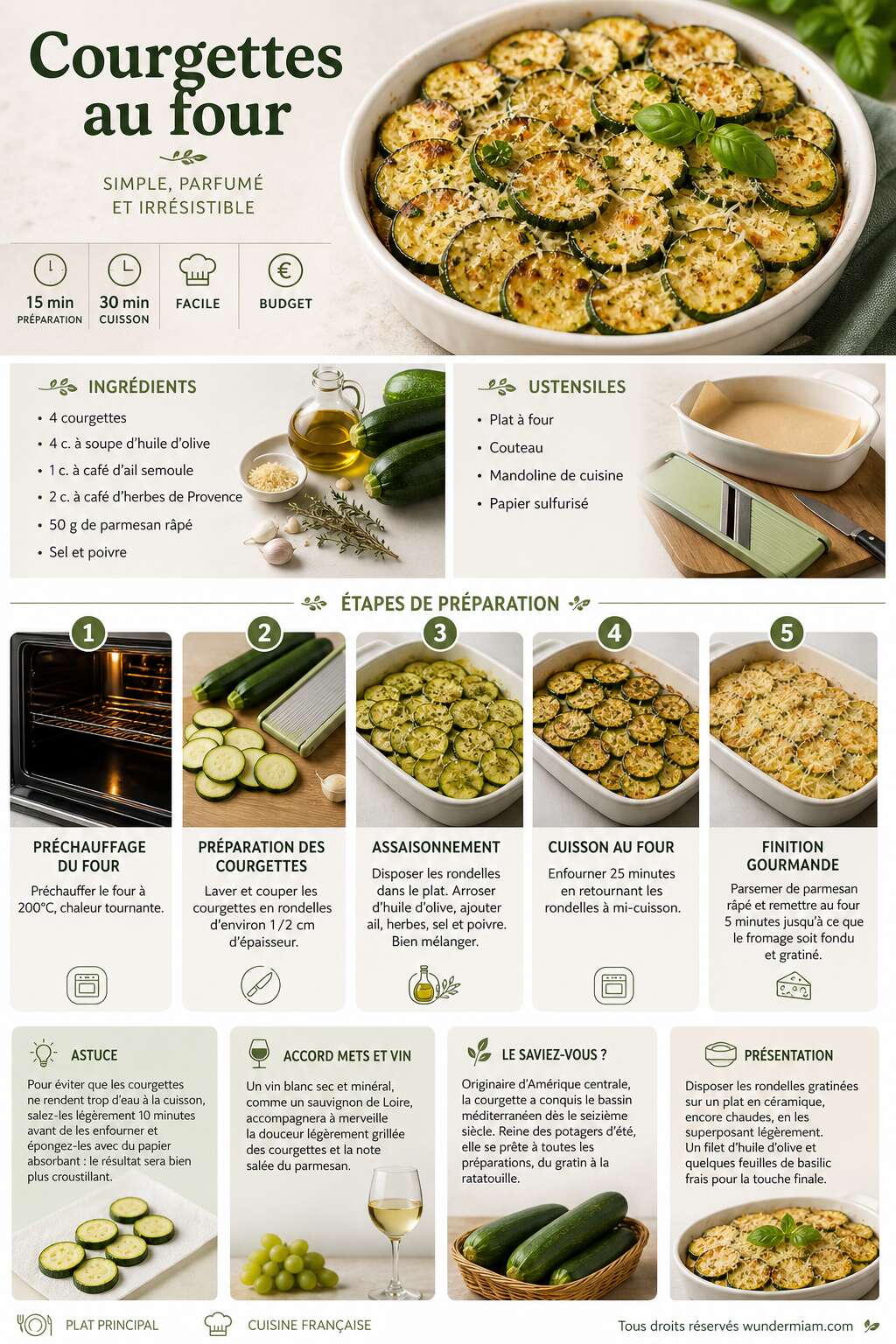 Fiche recette Recette facile de courgettes au four Fiche recette Recette facile de courgettes au four