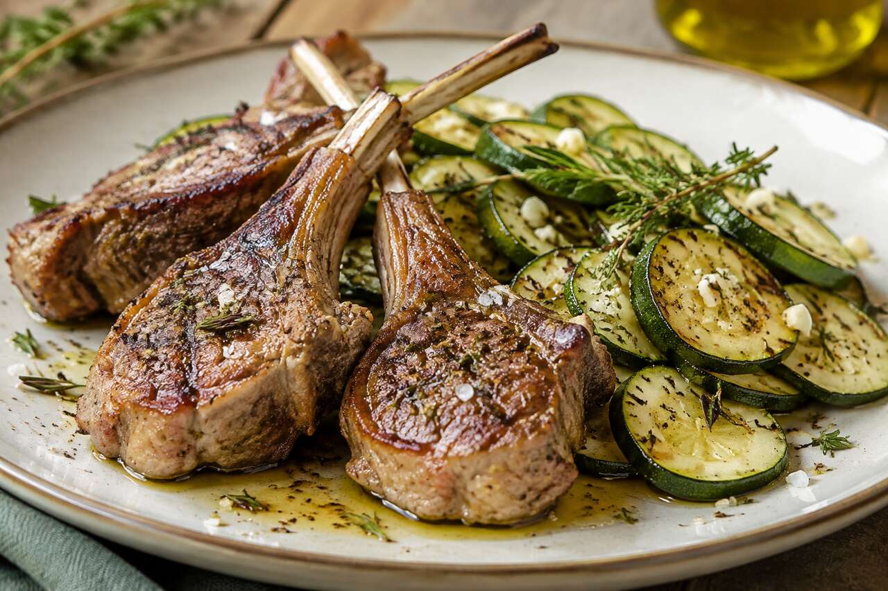 Recette de cĂŽtelettes d'agneau aux courgettes