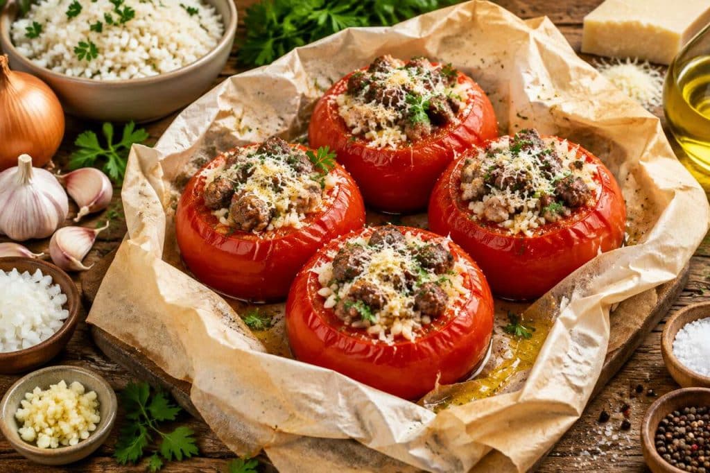 Recette facile de tomates farcies en papillotes