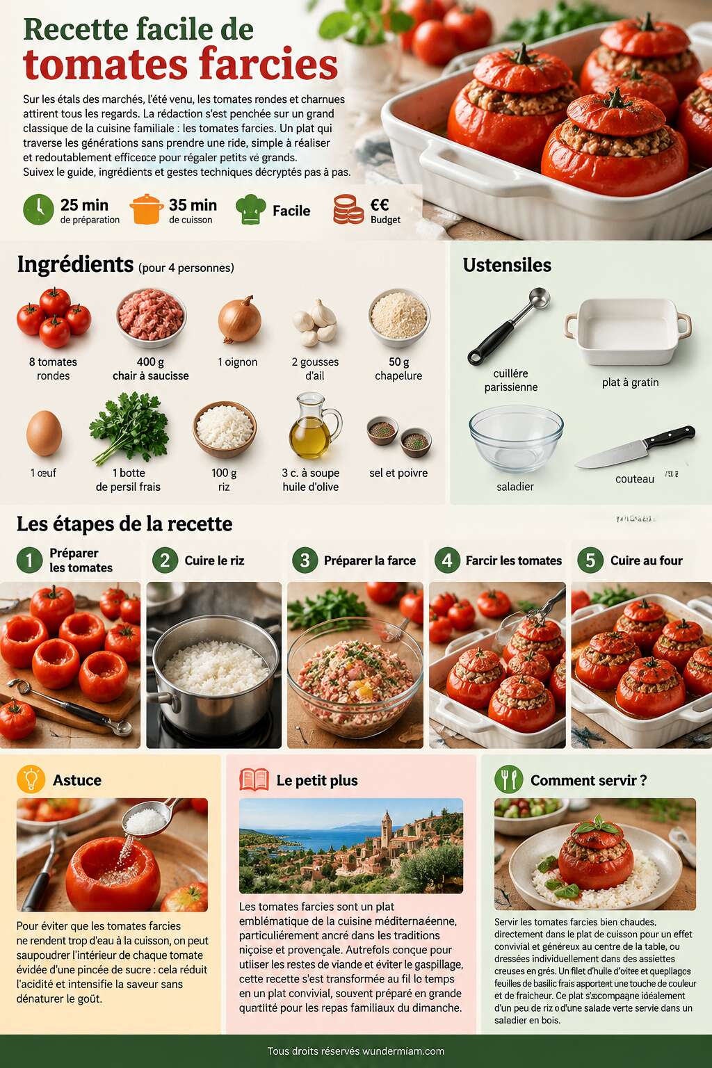 Fiche recette Recette facile de tomates farcies