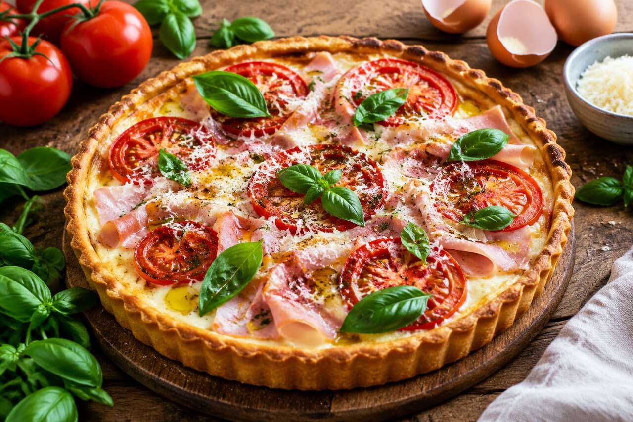 Recette de tarte Ă la ricotta, jambon, tomates et basilic