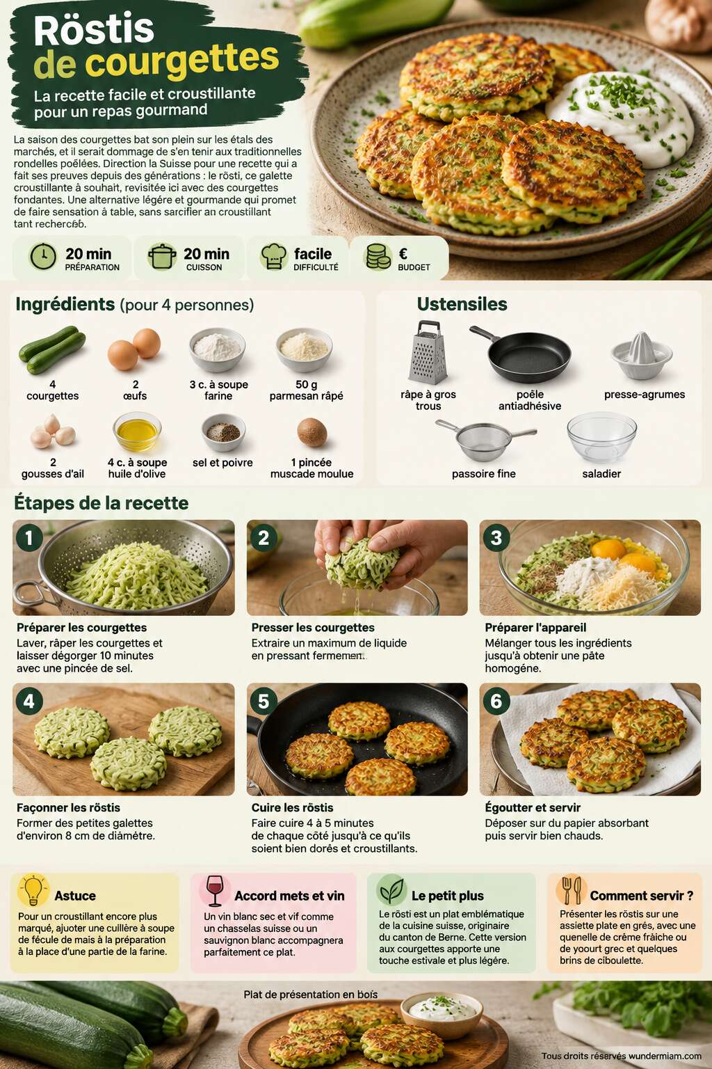 Fiche recette R&ouml;stis de courgettes : la recette facile et croustillante pour un repas gourmand