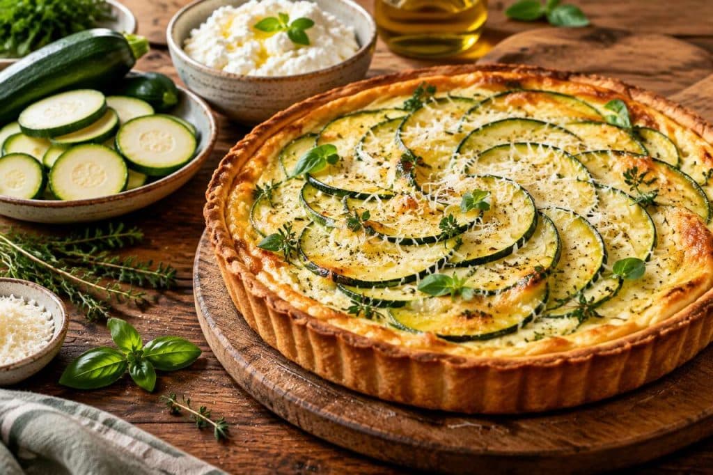 Recette de quiche à la ricotta et aux courgettes