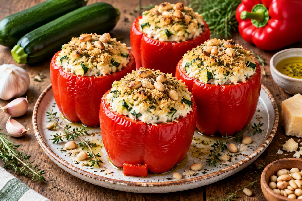 Recette de poivrons farcis Ă la courgette et Ă la ricotta