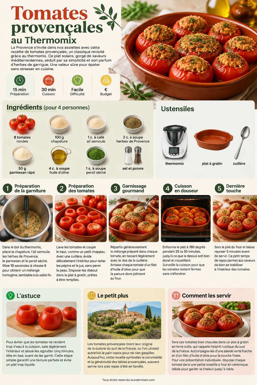Fiche recette Recette facile de tomates provençales au Thermomix Fiche recette Recette facile de tomates provençales au Thermomix
