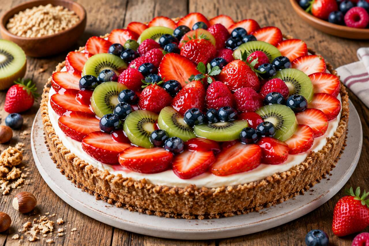 Recette facile de tarte aux fruits mélangés sans cuisson au four