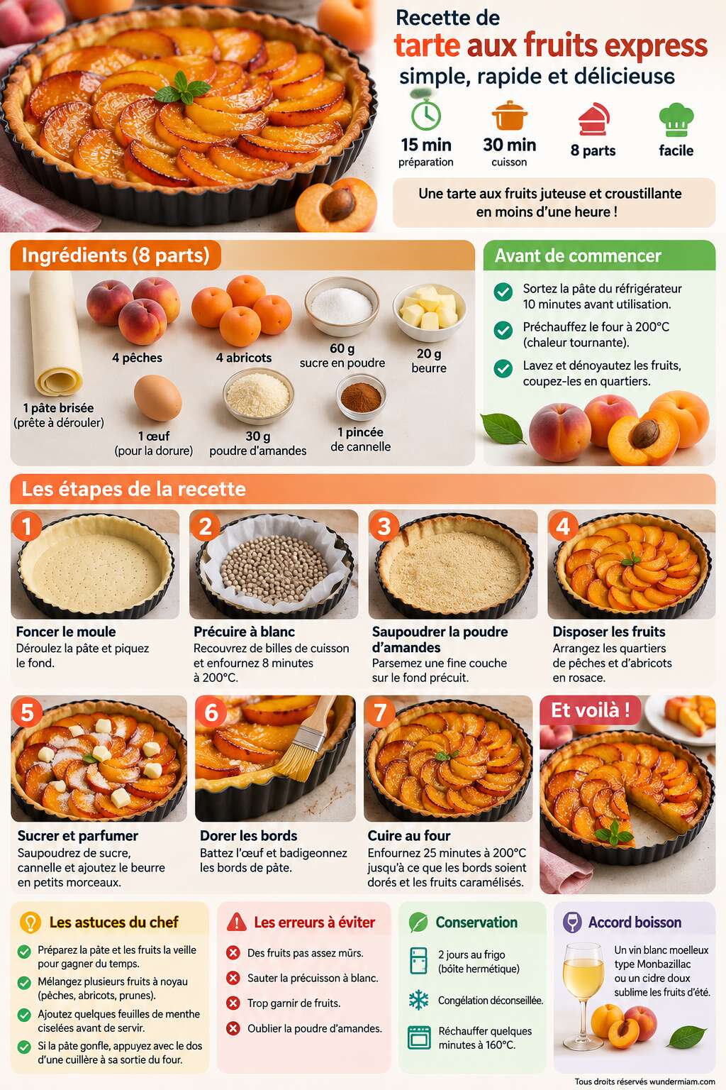 Fiche recette Recette de tarte aux fruits express : simple, rapide et délicieuse Fiche recette Recette de tarte aux fruits express : simple, rapide et délicieuse