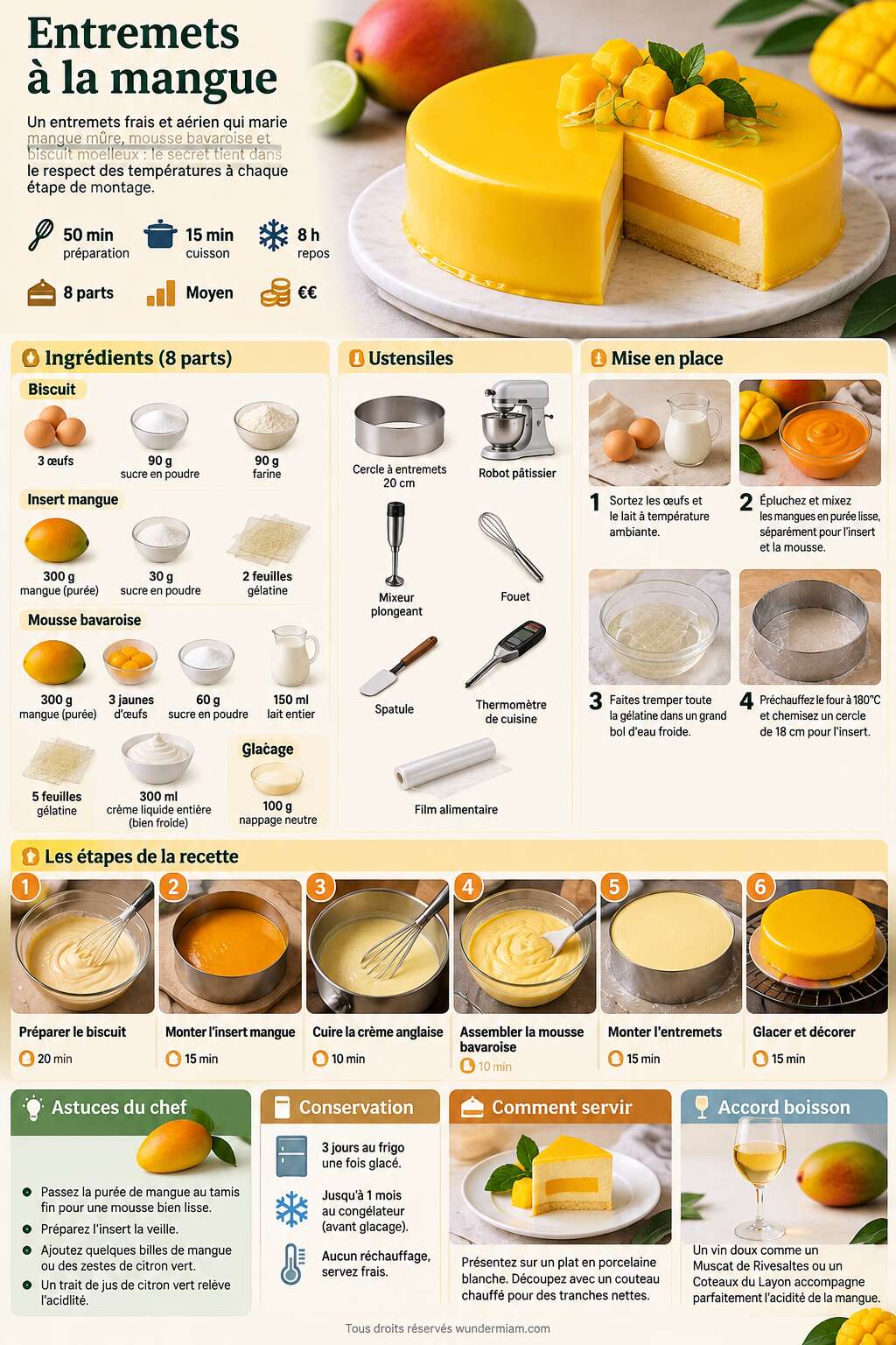 Fiche recette Recette d'entremets à la mangue Fiche recette Recette d'entremets à la mangue