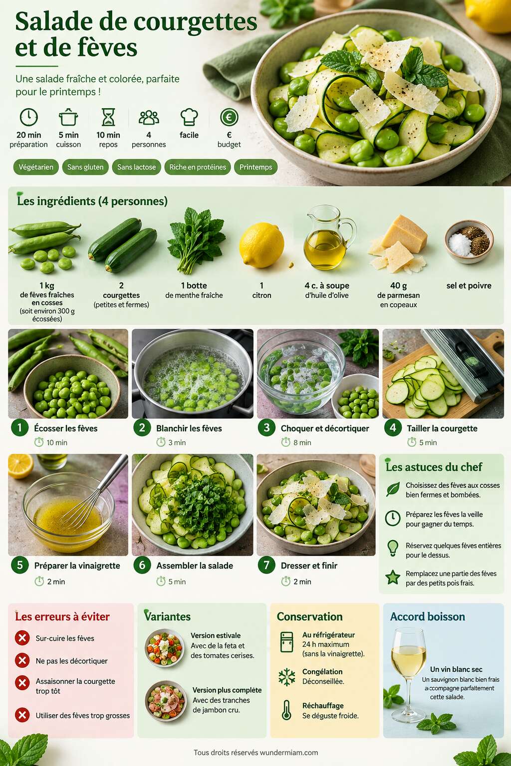 Fiche recette Recette facile de salade de courgettes et de fèves Fiche recette Recette facile de salade de courgettes et de fèves