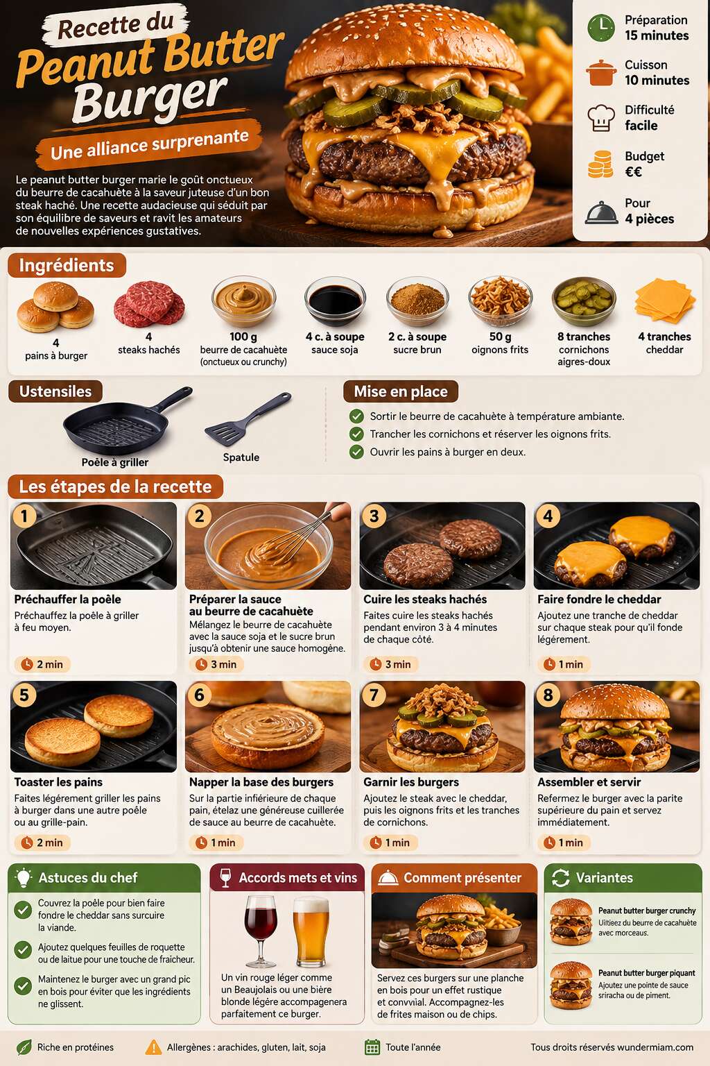 Fiche recette Recette du Peanut Butter Burger : une alliance surprenante