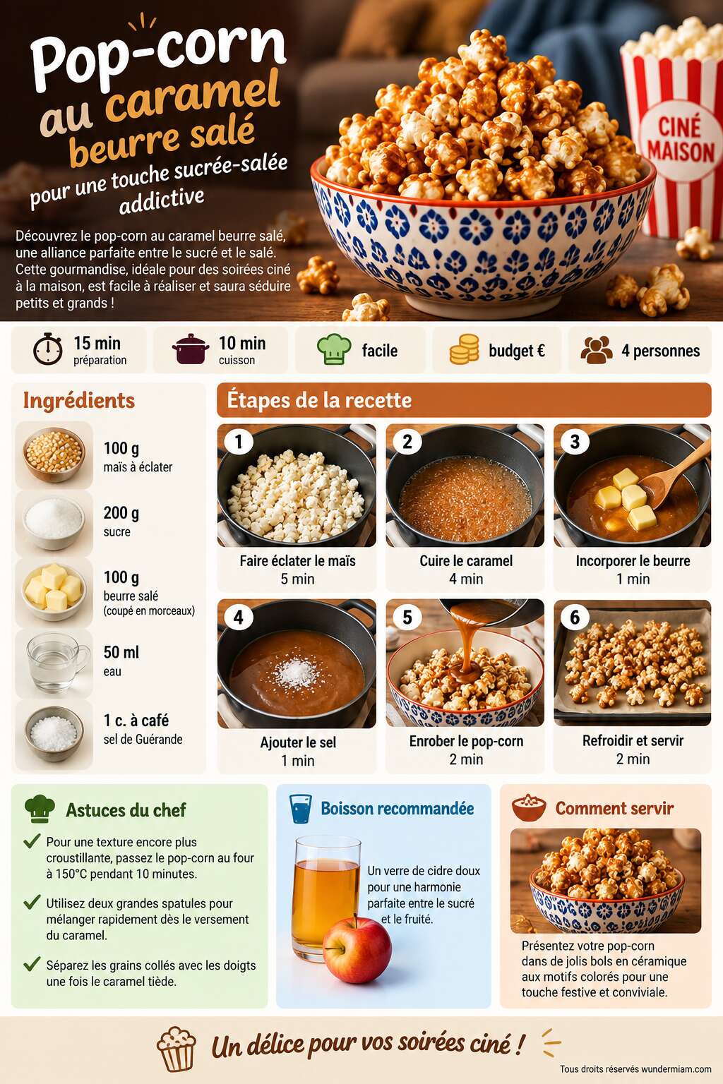 Fiche recette Pop-corn au caramel beurre salé pour une touche sucrée-salée addictive Fiche recette Pop-corn au caramel beurre salé pour une touche sucrée-salée addictive