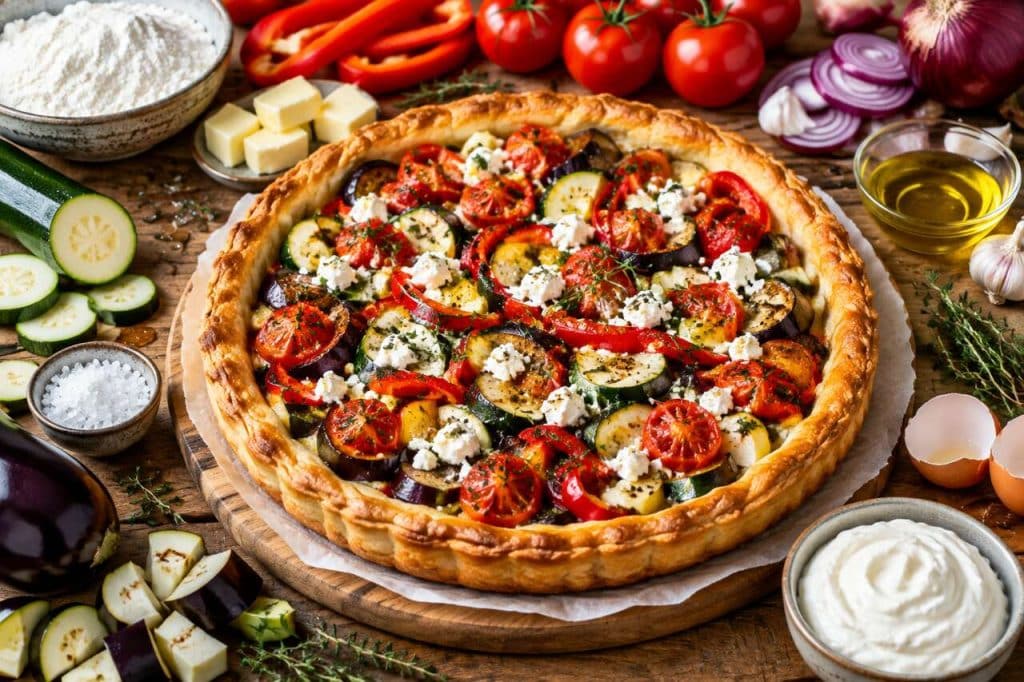 Recette de tarte à la ratatouille et à la feta