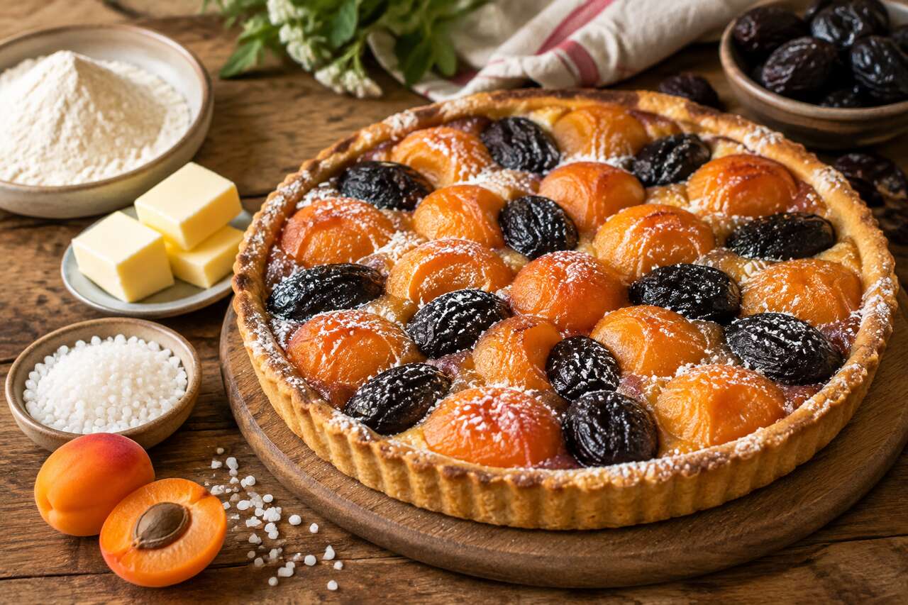 Recette facile de tarte aux pruneaux et abricots