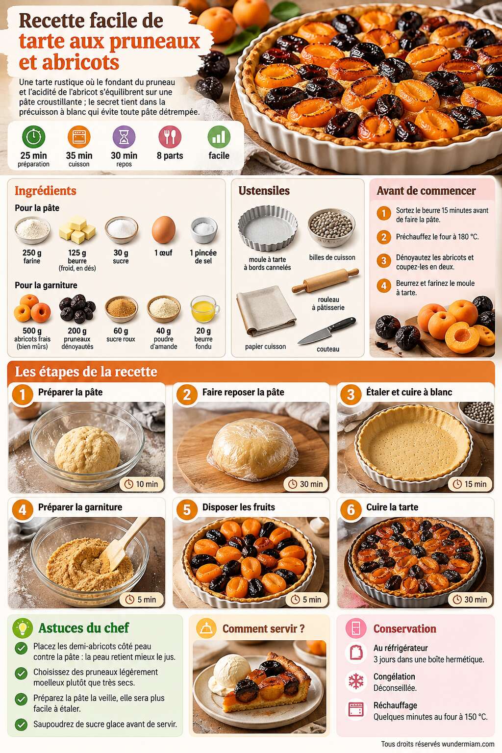 Fiche recette Recette facile de tarte aux pruneaux et abricots Fiche recette Recette facile de tarte aux pruneaux et abricots