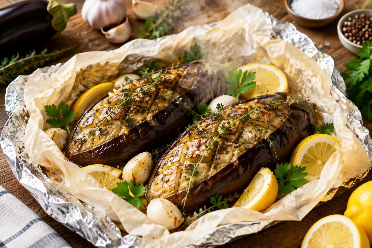 Recette facile d'aubergines en papillotes