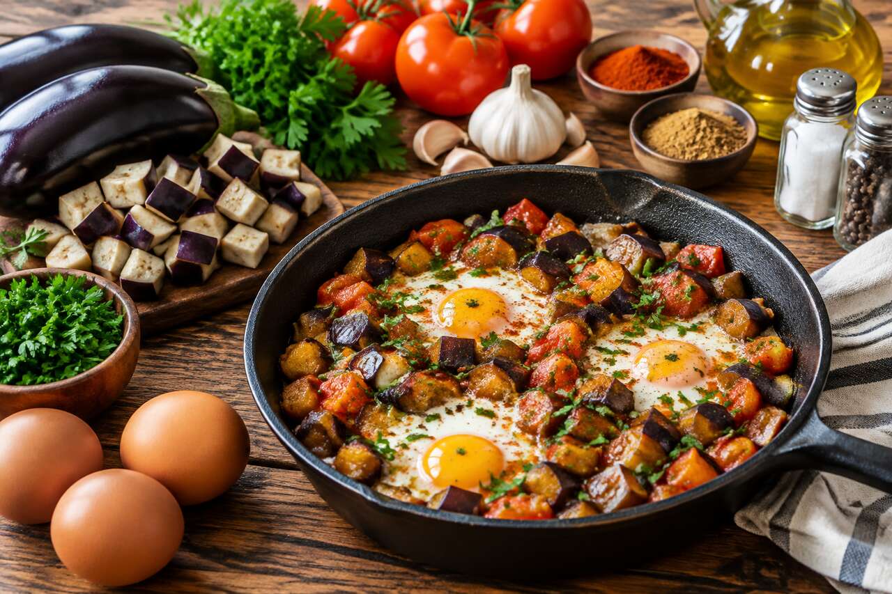 Recette facile d'aubergines aux œufs
