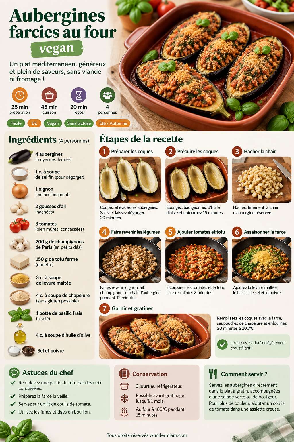 Fiche recette Recette d'aubergines farcies au four vegan Fiche recette Recette d'aubergines farcies au four vegan