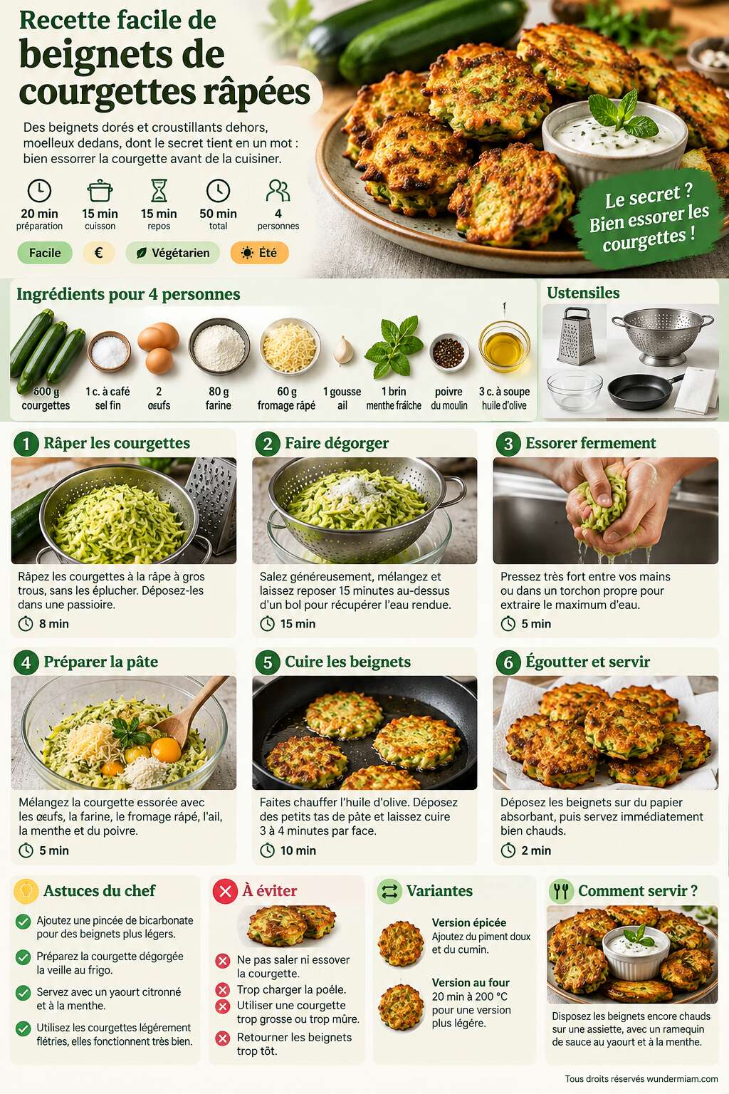 Fiche recette Recette facile de beignets de courgettes r&acirc;p&eacute;es