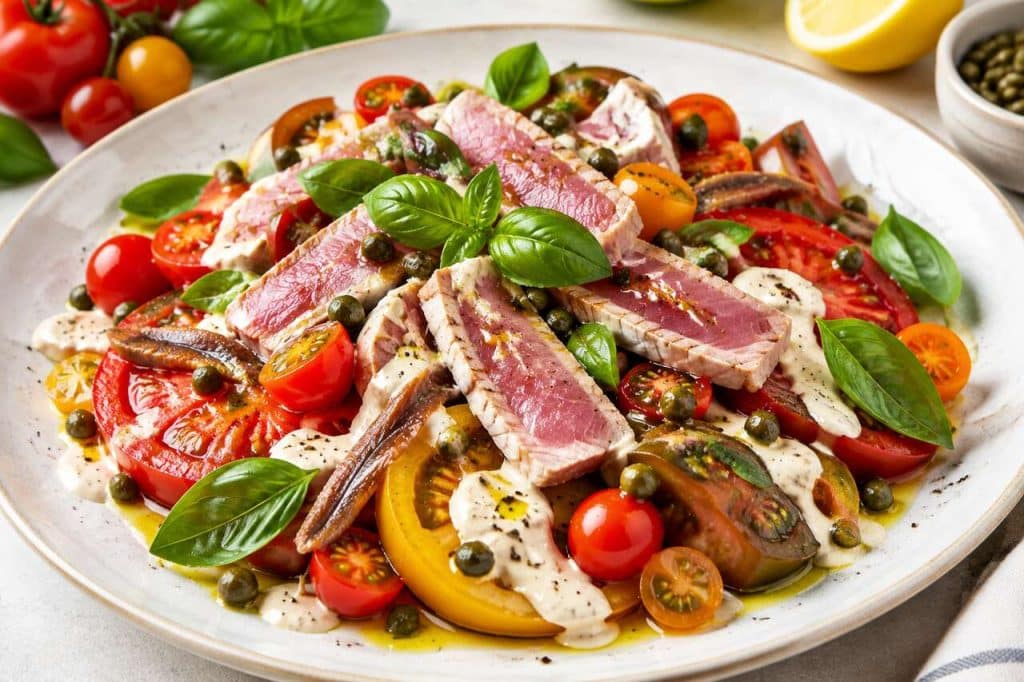 Recette de tomates en salade sauce tonnato de Cyril Lignac