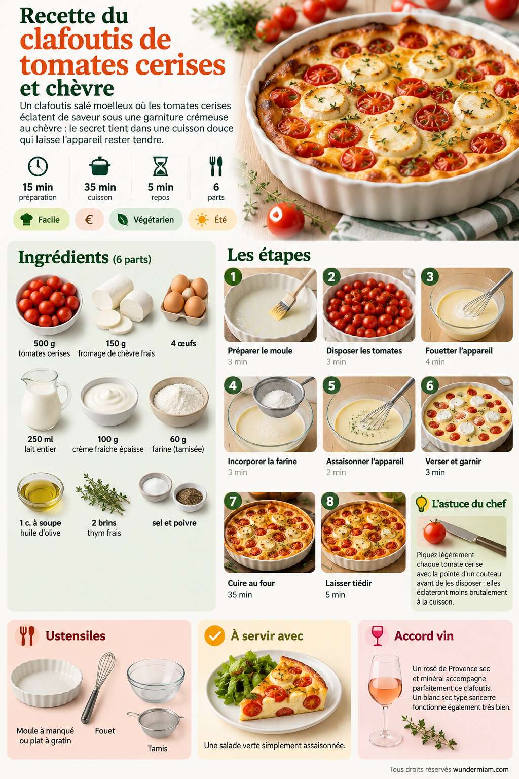 Fiche recette Recette du clafoutis de tomates cerises et ch&egrave;vre