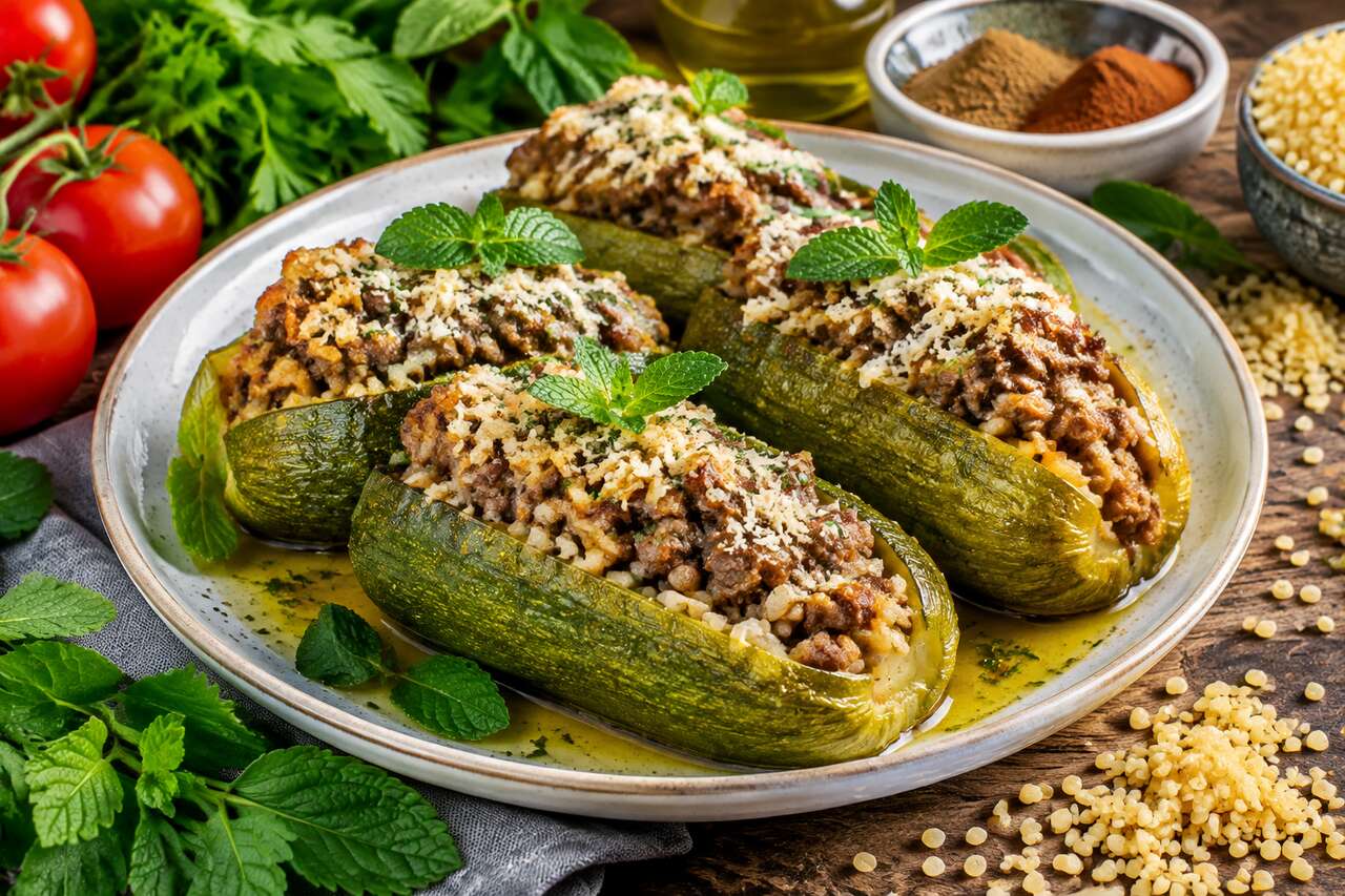 Recette de courgettes farcies Ă l'agneau au four