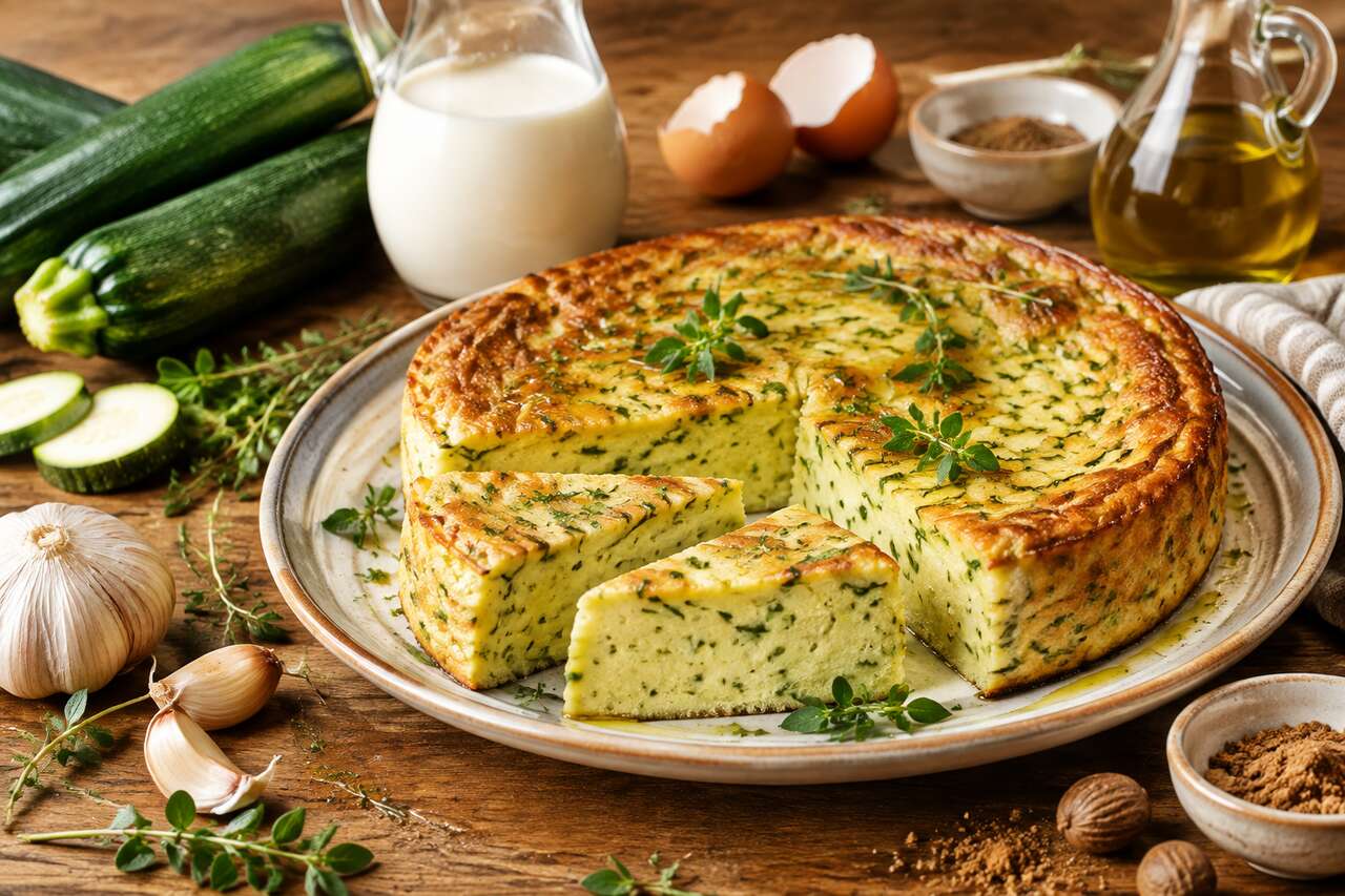 Recette de flan de courgettes au lait d'amande fait maison