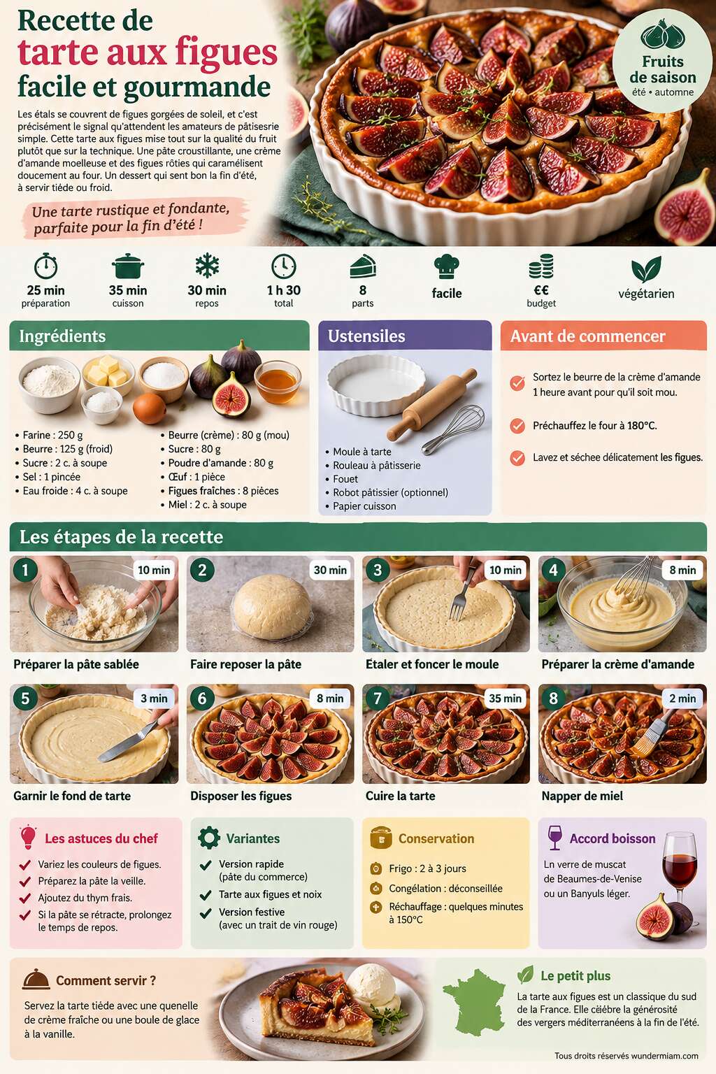 Fiche recette Recette de tarte aux figues facile et gourmande