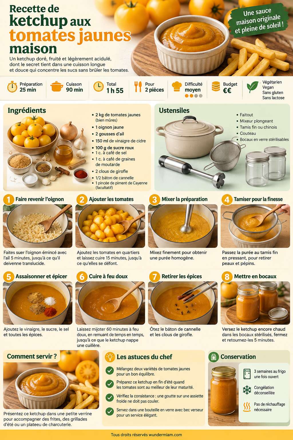 Fiche recette Recette de ketchup aux tomates jaunes maison