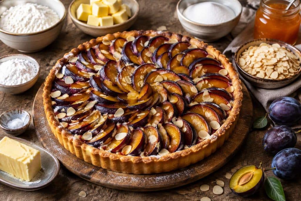 Recette de tarte aux prunes et amandes