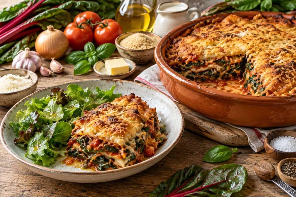 Recette de gratin de feuilles de bettes cardes au coulis de tomates