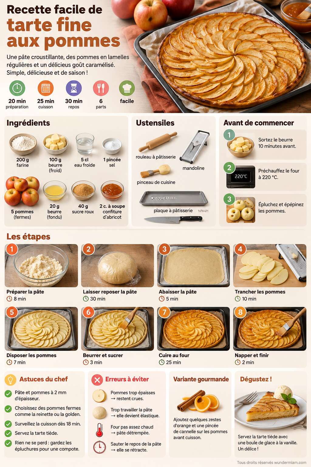 Fiche recette Recette facile de tarte fine aux pommes Fiche recette Recette facile de tarte fine aux pommes