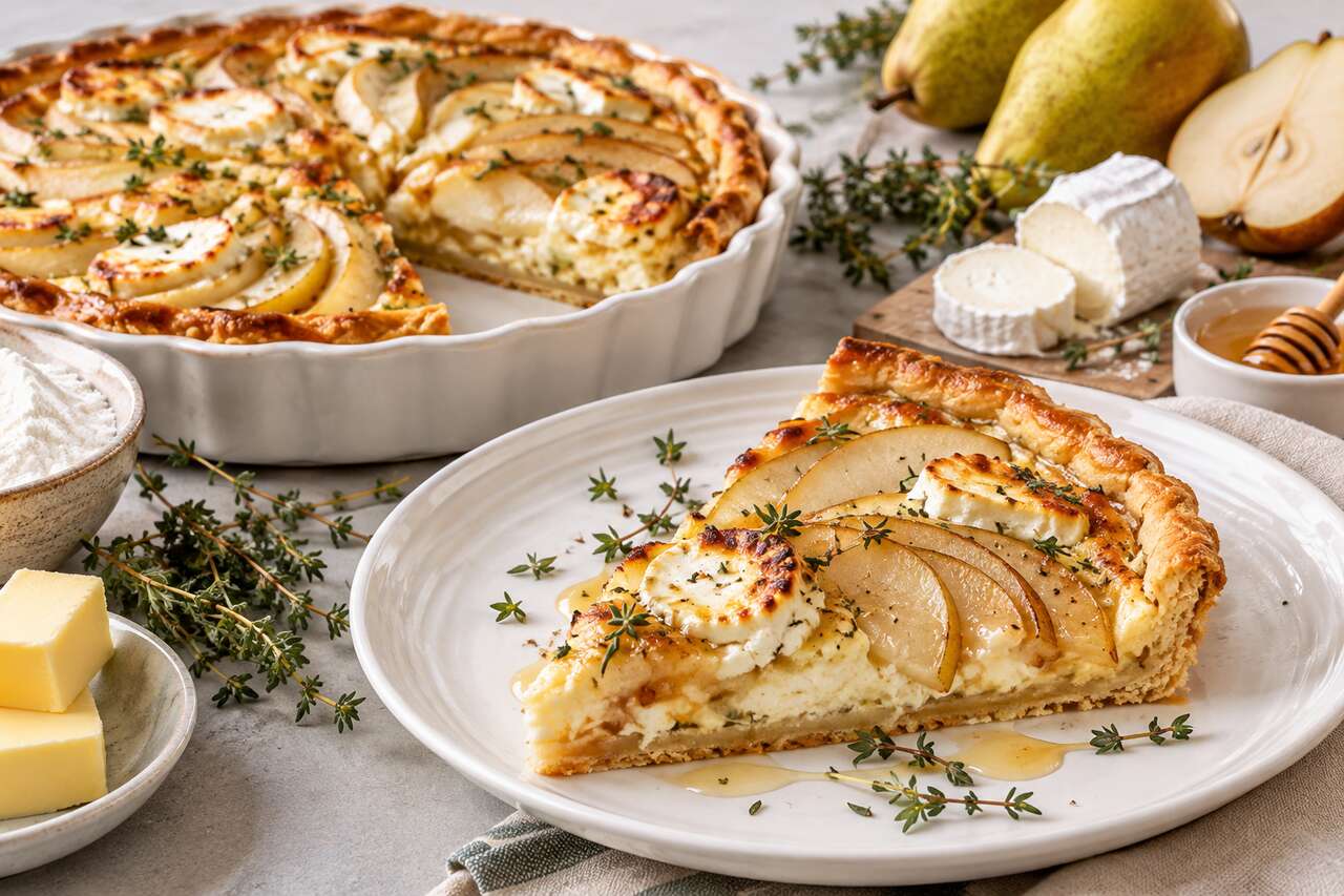Recette de tarte aux poires et chèvre : un mariage sucré-salé irrésistible