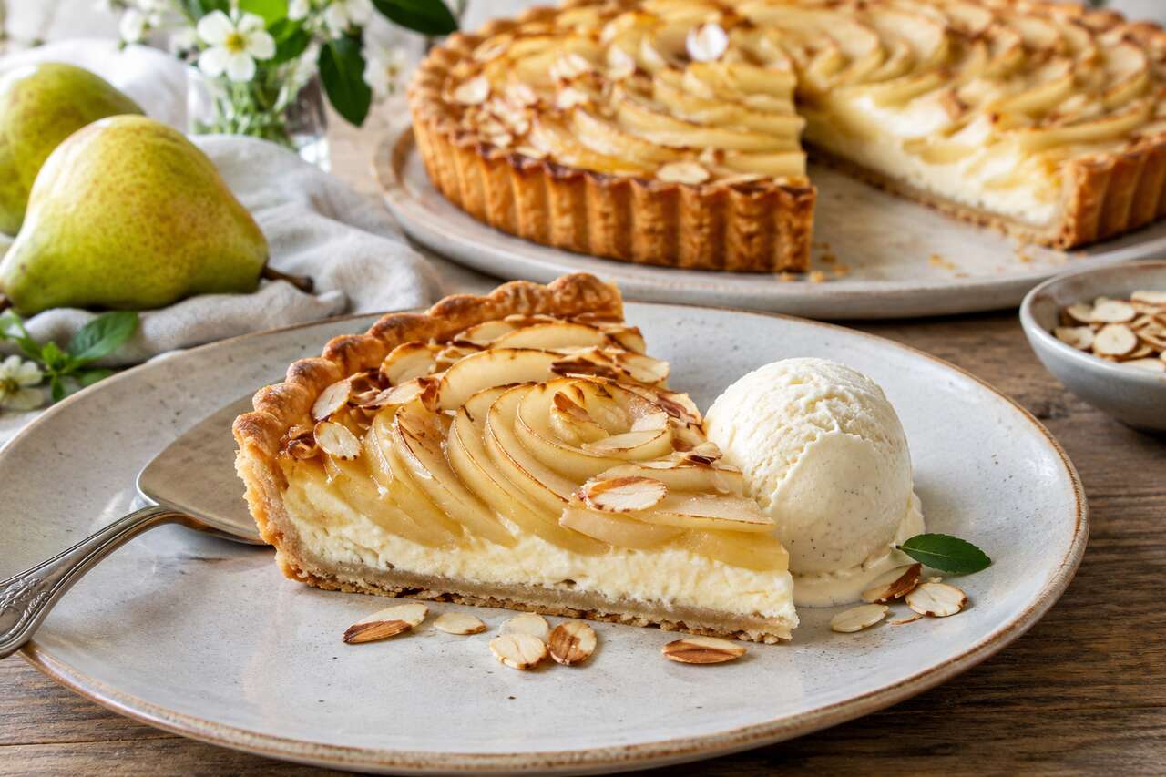 Recette de tarte aux poires, mascarpone et poudre d'amandes