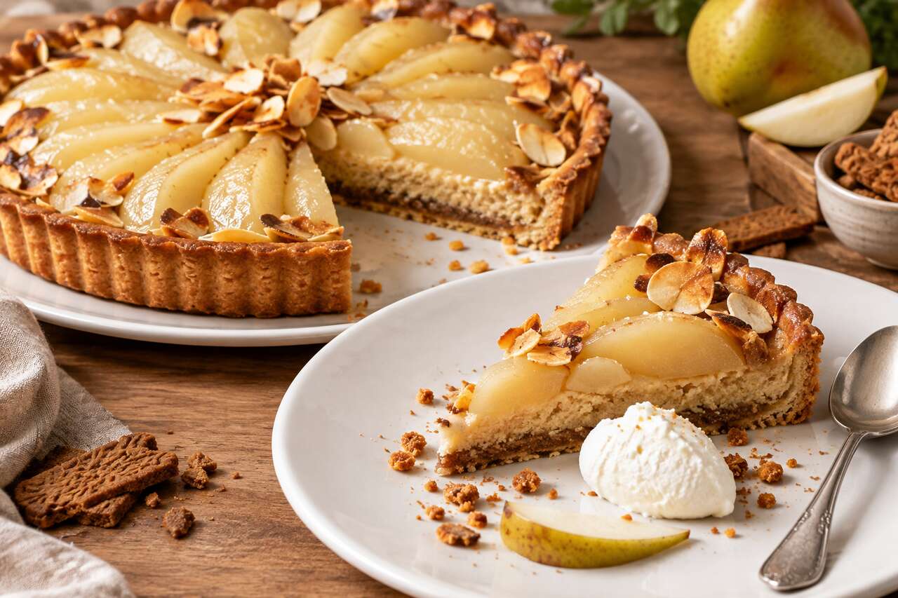 Recette de tarte Bourdaloue poire et spéculoos