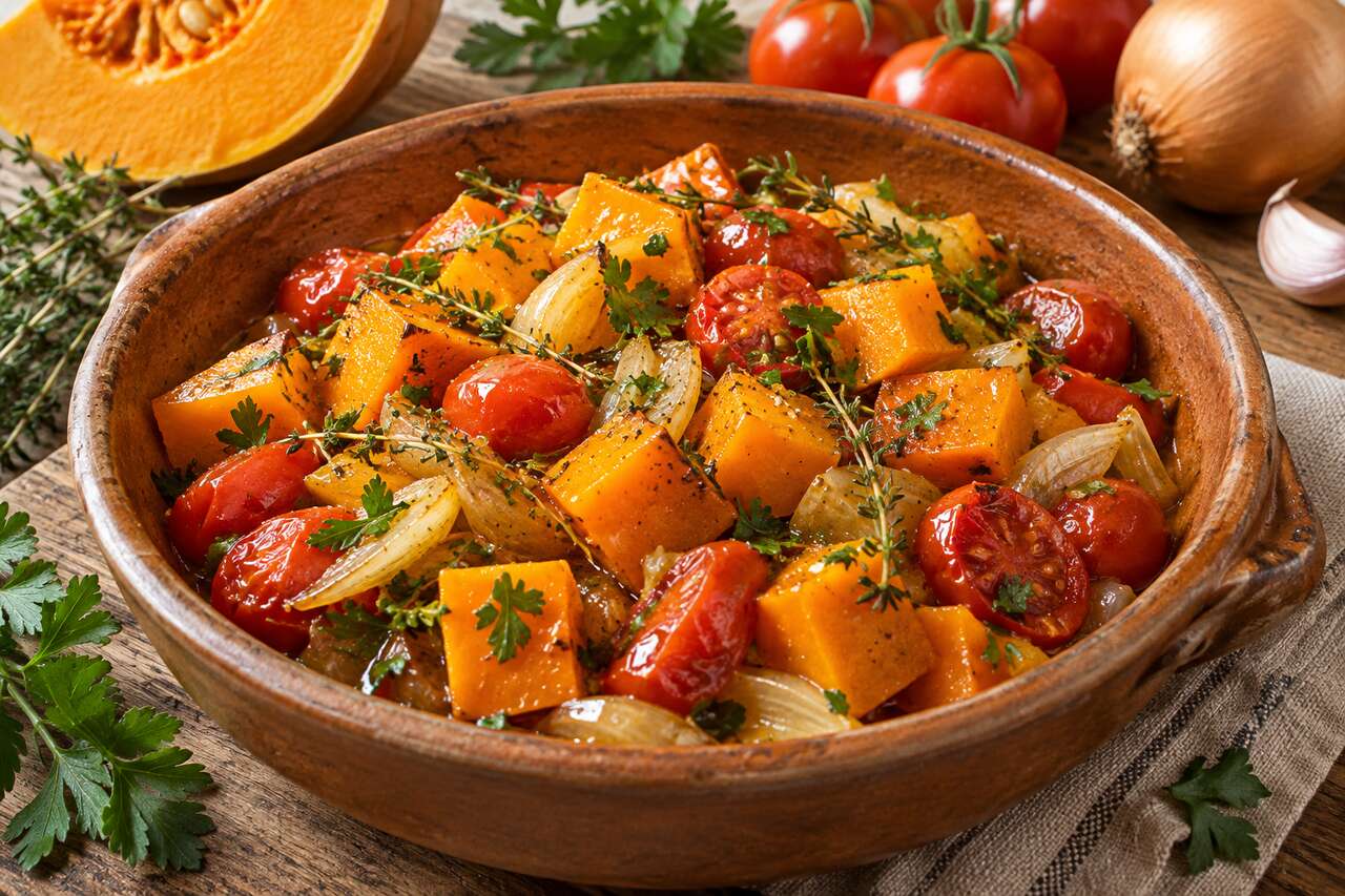 Recette facile de poĂȘlĂ©e de potiron Ă la tomate