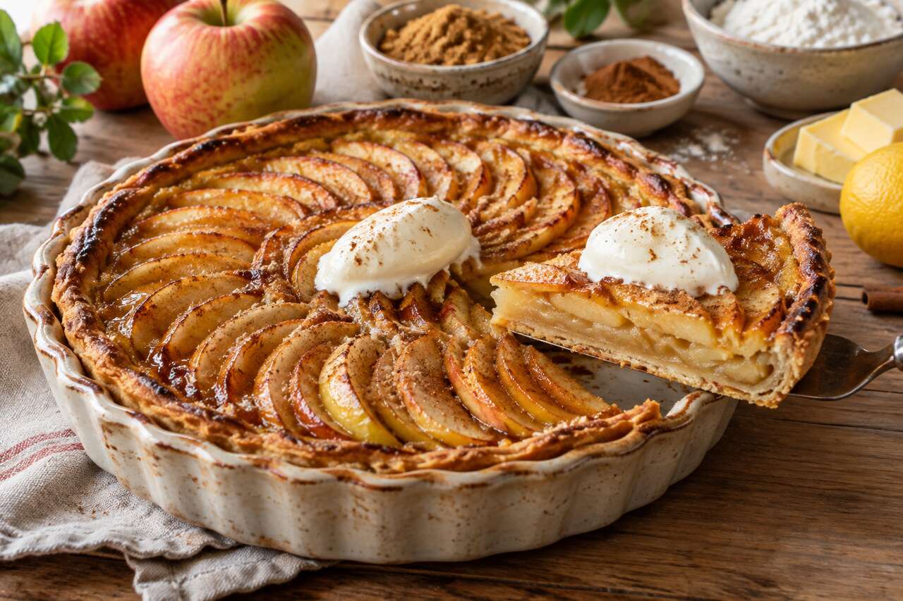 Recette de tarte aux pommes et au sucre roux