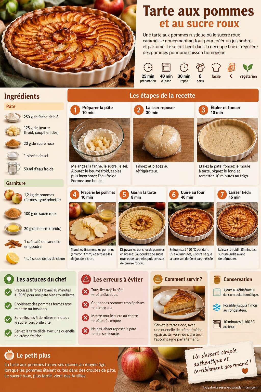 Fiche recette Recette de tarte aux pommes et au sucre roux Fiche recette Recette de tarte aux pommes et au sucre roux