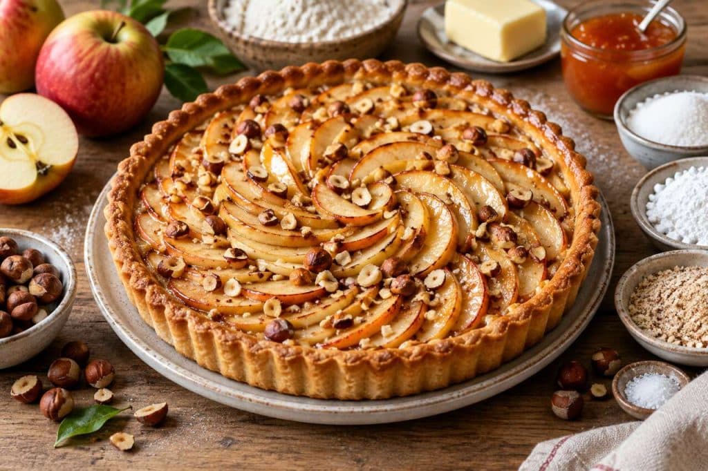 Recette de tarte aux pommes et noisettes facile et gourmande