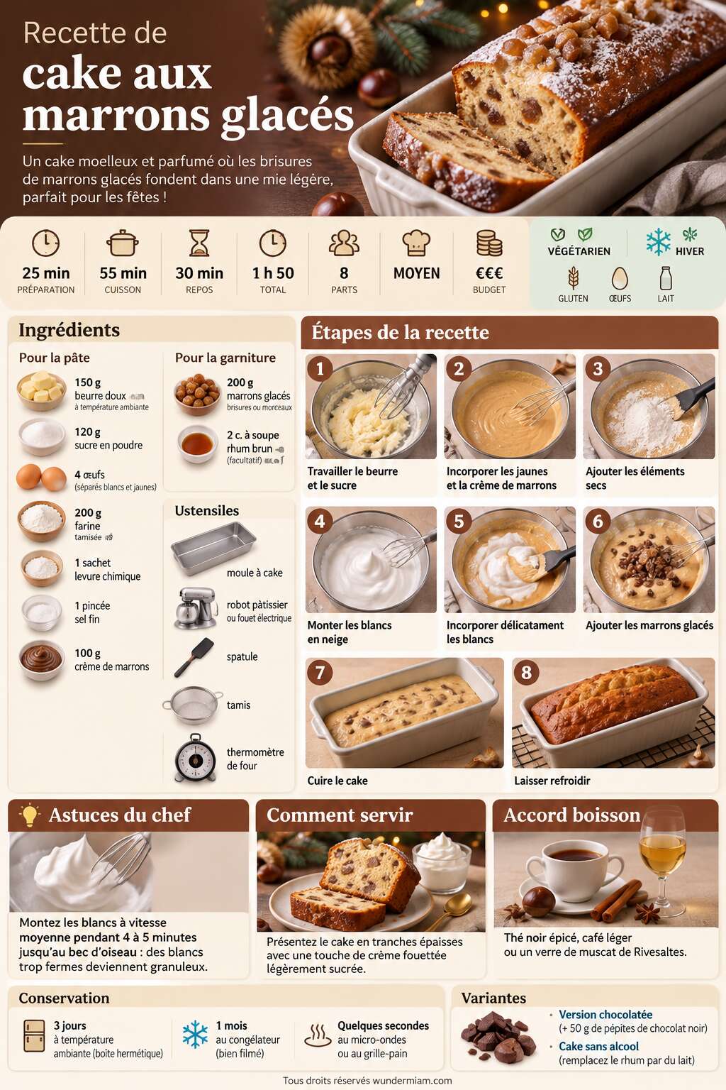 Fiche recette Recette de cake aux marrons glacés Fiche recette Recette de cake aux marrons glacés