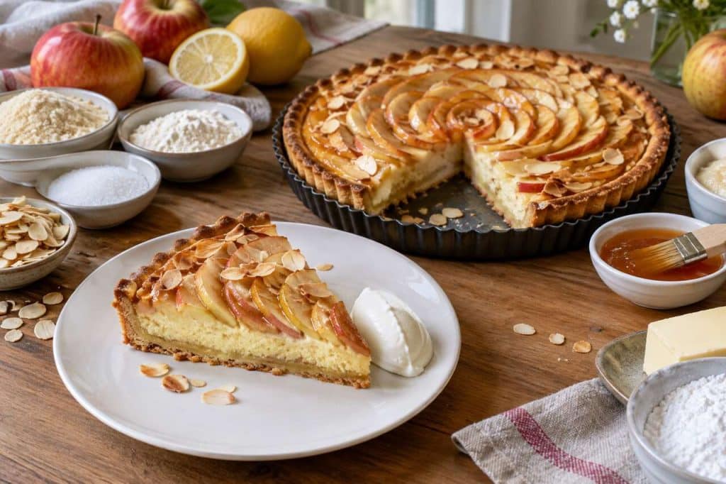 Recette de tarte amandine aux pommes et crème pommes-citron